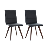 Artiss 2x Dining Chairs Retro Chair New metal Legs High Back PU Leather Black