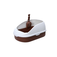 YES4PETS Medium Portable Cat Toilet Litter Box Tray with Scoop Brown