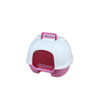 Portable Hooded Cat Toilet Litter Box Tray House with Handle, Scoop and Charcoal Filter