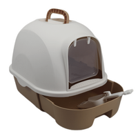 YES4PETS Large Hooded Cat Toilet Litter Box Tray House With Drawer and Scoop Little Brown