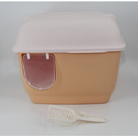 XL Portable Hooded Cat Toilet Litter Box Tray House with Handle and Scoop Orange