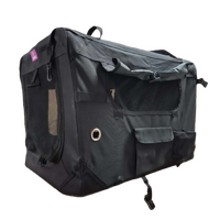YES4PETS Medium Foldable Soft Dog Cat Puppy Rabbit Crate Bag With Curtain Black