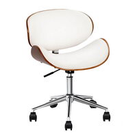 Artiss Wooden & PU Leather Office Desk Chair - White