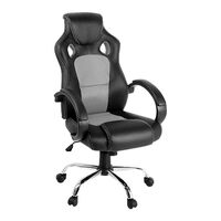 Racing Style PU Leather Office Desk Chair - Grey