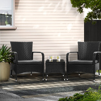 Outdoor Furniture Patio Set Wicker Rattan Outdoor Conversation Set Chairs Table 3PCS