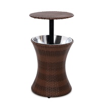 Outdoor Patio Pool Cooler Ice Bucket Rattan Bar Coffee Table Brown