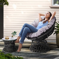 Gardeon Papasan Chair and Side Table - Black