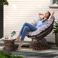 Gardeon Papasan Chair and Side Table - Brown