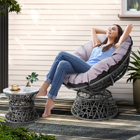 Gardeon Outdoor Papasan Chairs Table Lounge Setting Patio Furniture Wicker Grey