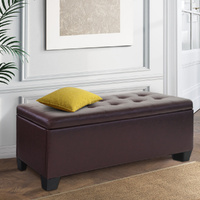 Artiss PU Leather Storage Ottoman - Brown