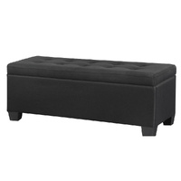 Artiss Storage Ottoman Blanket Box 97cm Linen Black