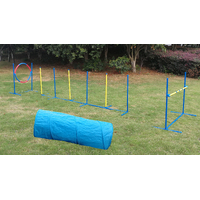YES4PETS Portable Dog Puppy Training Practice Weave Poles Agility Post Exercise Tunnel Jump Tyre Set