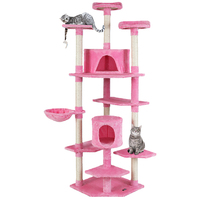 Cat Tree Trees Scratching Post Scratcher Tower Condo House Furniture Wood Pink 203cm