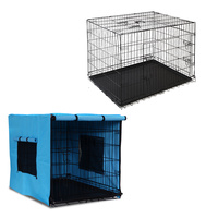 48 inch Collapsible Pet Cage with Cover - Black & Blue
