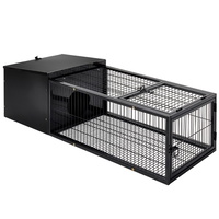 Medium Metal Rabbit Hutch Pet Rabbit Cage Indoor Hamster Enclosure Cages- Black