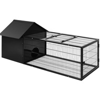 Large Metal Rabbit Hutch - Black