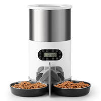 YES4PETS 4.5L Dual Power Supply Automatic Digital Pet Dog Cat Double Feeder Food  Stainless Steel Bowls Dispenser