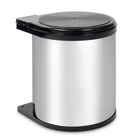 Kitchen Pull Out Stainless Steel Bin - Silver