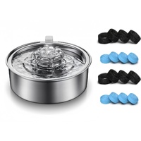 YES4PETS 2L Automatic Electric Pet Water Fountain Dog Cat Stainless Steel Feeder 9 x Filters