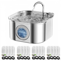 YES4PETS 3.2L Automatic Electric Pet Water Fountain Dog Cat Stainless Steel Dispenser with 17x Filters