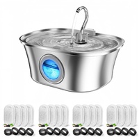 YES4PETS 3.2L Automatic Electric Pet Water Fountain Dispenser Dog Cat Stainless Steel with 17x Filters