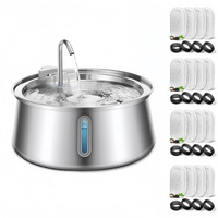 YES4PETS 4L Automatic Electric Pet Water Fountain Dispenser Dog Cat Stainless Steel with 17x Filters