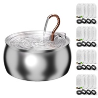 YES4PETS 4L Automatic Electric Pet Water Fountain Dispenser Dog Cat Stainless Steel with 17x Filters