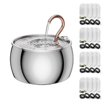 YES4PETS 2.5L Automatic Electric Pet Water Fountain Dispenser Dog Cat Stainless Steel with 17x Filters