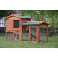 146cm Rabbit Hutch Metal Run Wooden Cage Guinea Pig Cage House