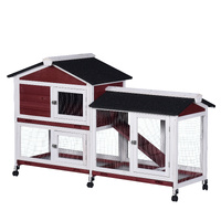 YES4PETS Double Storey Large Rabbit Hutch Guinea Pig Cat Cage Ferret Cage Pull Out Tray Wheels