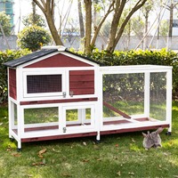 Large Double Storey Rabbit Hutch Guinea Pig Cage , Ferret Cage With Pull Out Tray & Wheel