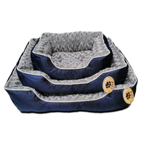 Large Washable Soft Pet Dog Puppy Cat Bed Cushion Mattress-Blue / Brown