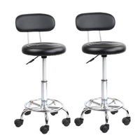 Artiss 2x Salon Stool Swivel Chair Backrest Barber Hairdressing Hydraulic Height