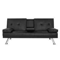 Artiss Sofa Bed 168CM Black PU Leather