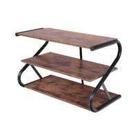 Matte Black Frame Rustic Wood 3-Tier Medium Shoe Rack Shelf Stand Storage Organizer