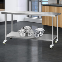 Cefito 1829x610mm Stainless Steel Kitchen Bench with Wheels 304