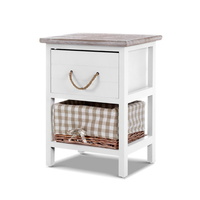 Artiss 2x Bedside Tables Shabby Chic Storage Cabinet Unit Drawers Side Basket