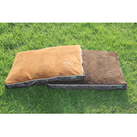 Medium Dog Puppy Pad Bed Kennel Mat Cushion Bed 80 x 60 cm Brown / Beige