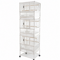YES4PETS White Bird Transport Budgie Cage Parrot Aviary Carrier With Stand & Wheels