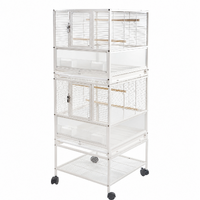 YES4PETS White Bird Transport Budgie Cage Parrot Aviary Carrier With Stand & Wheels