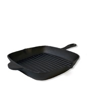 Cast Iron Barbecue Skillet Fry Griddle Pan Pre-Seasoned Oven Safe  Grill Frypan