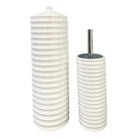 Gloss White Ceramic Bathroom Accessories Set Toilet Brush Paper Roll Holder