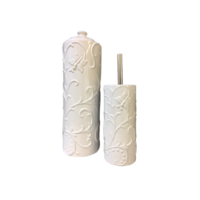 Gloss White Ceramic Bathroom Accessories Set Toilet Brush Paper Roll Holder