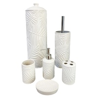White Gloss Ceramic Bathroom Accessories Set Toilet Brush Paper Roll Holder