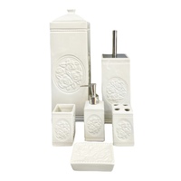 YES4HOMES White Gloss Ceramic Bathroom Accessories Set Toilet Brush Paper Roll Holder