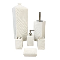 Gloss White Ceramic Bathroom Accessories Set Toilet Brush Paper Roll Holder