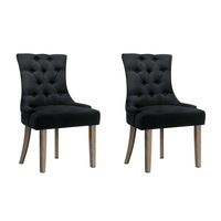 Artiss 2x Dining Chair CAYES French Provincial Chairs Wooden Fabric Retro Cafe