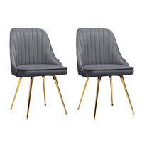 Artiss Dining Chairs Retro Chair Cafe Kitchen Modern Iron Legs Velvet Grey x2