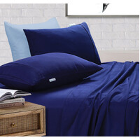 Elan Linen 100% Egyptian Cotton Vintage Washed 500TC Navy Blue Queen Bed Sheets Set