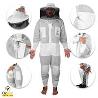 OZBee Premium Full Suit 3 Layer Mesh Ultra Cool Ventilated Round Head Beekeeping Protective Gear Size  L